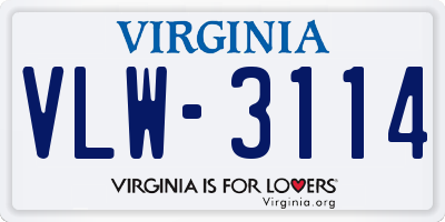 VA license plate VLW3114