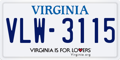 VA license plate VLW3115