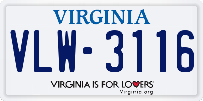 VA license plate VLW3116