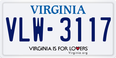 VA license plate VLW3117