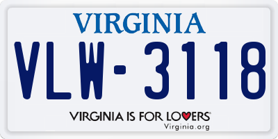 VA license plate VLW3118