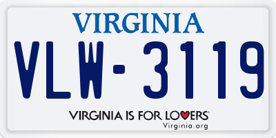 VA license plate VLW3119