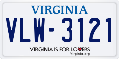 VA license plate VLW3121