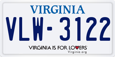 VA license plate VLW3122