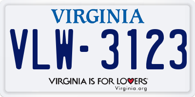 VA license plate VLW3123