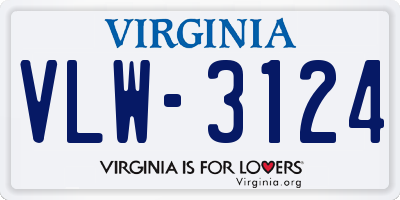 VA license plate VLW3124