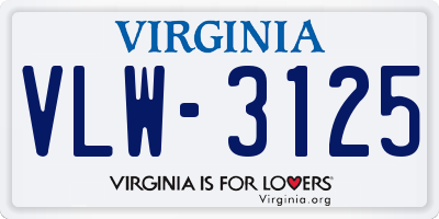 VA license plate VLW3125