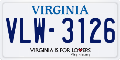 VA license plate VLW3126