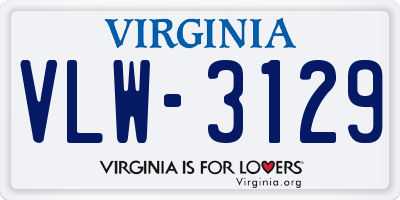 VA license plate VLW3129