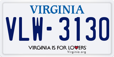 VA license plate VLW3130