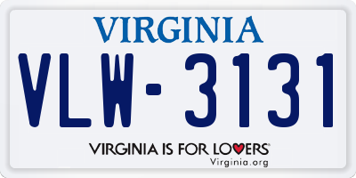 VA license plate VLW3131