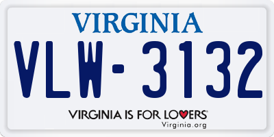 VA license plate VLW3132