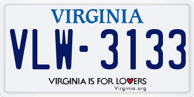 VA license plate VLW3133