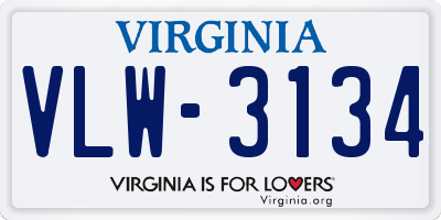 VA license plate VLW3134