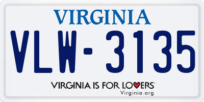 VA license plate VLW3135