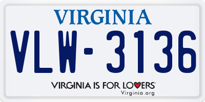 VA license plate VLW3136