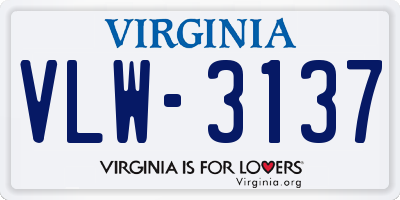 VA license plate VLW3137