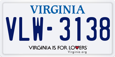 VA license plate VLW3138