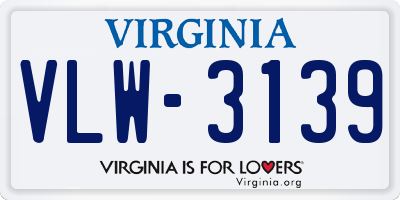 VA license plate VLW3139