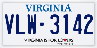 VA license plate VLW3142