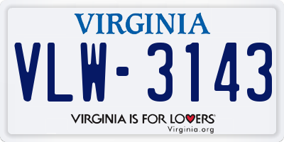 VA license plate VLW3143