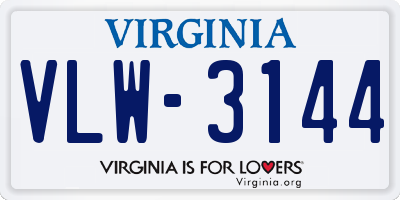 VA license plate VLW3144