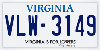 VA license plate VLW3149