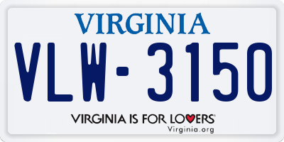 VA license plate VLW3150