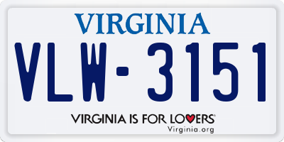 VA license plate VLW3151