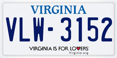 VA license plate VLW3152