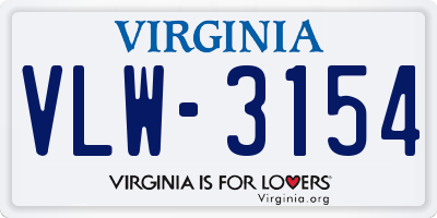 VA license plate VLW3154