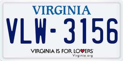 VA license plate VLW3156