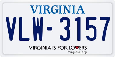 VA license plate VLW3157