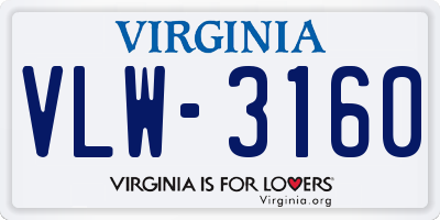 VA license plate VLW3160