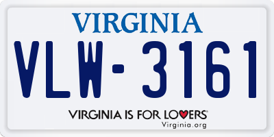 VA license plate VLW3161