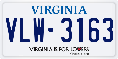 VA license plate VLW3163