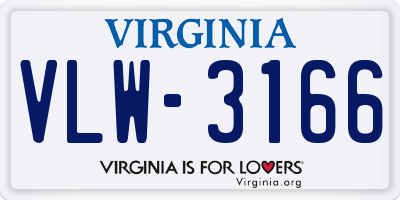 VA license plate VLW3166