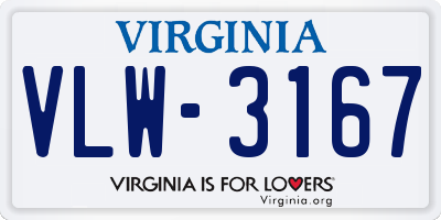 VA license plate VLW3167