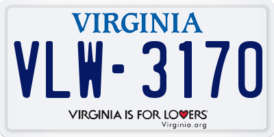 VA license plate VLW3170