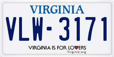 VA license plate VLW3171