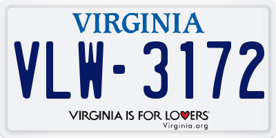 VA license plate VLW3172