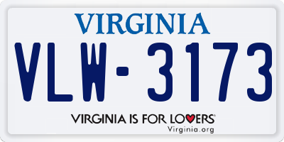 VA license plate VLW3173