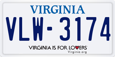 VA license plate VLW3174