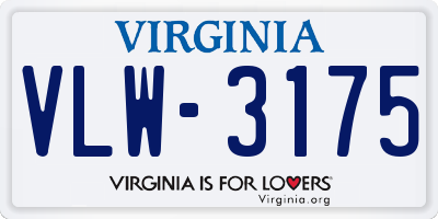 VA license plate VLW3175