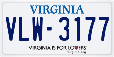 VA license plate VLW3177