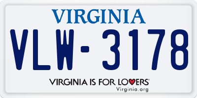 VA license plate VLW3178