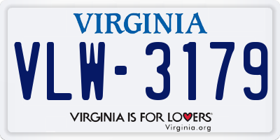 VA license plate VLW3179