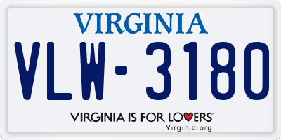 VA license plate VLW3180