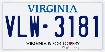 VA license plate VLW3181