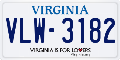 VA license plate VLW3182